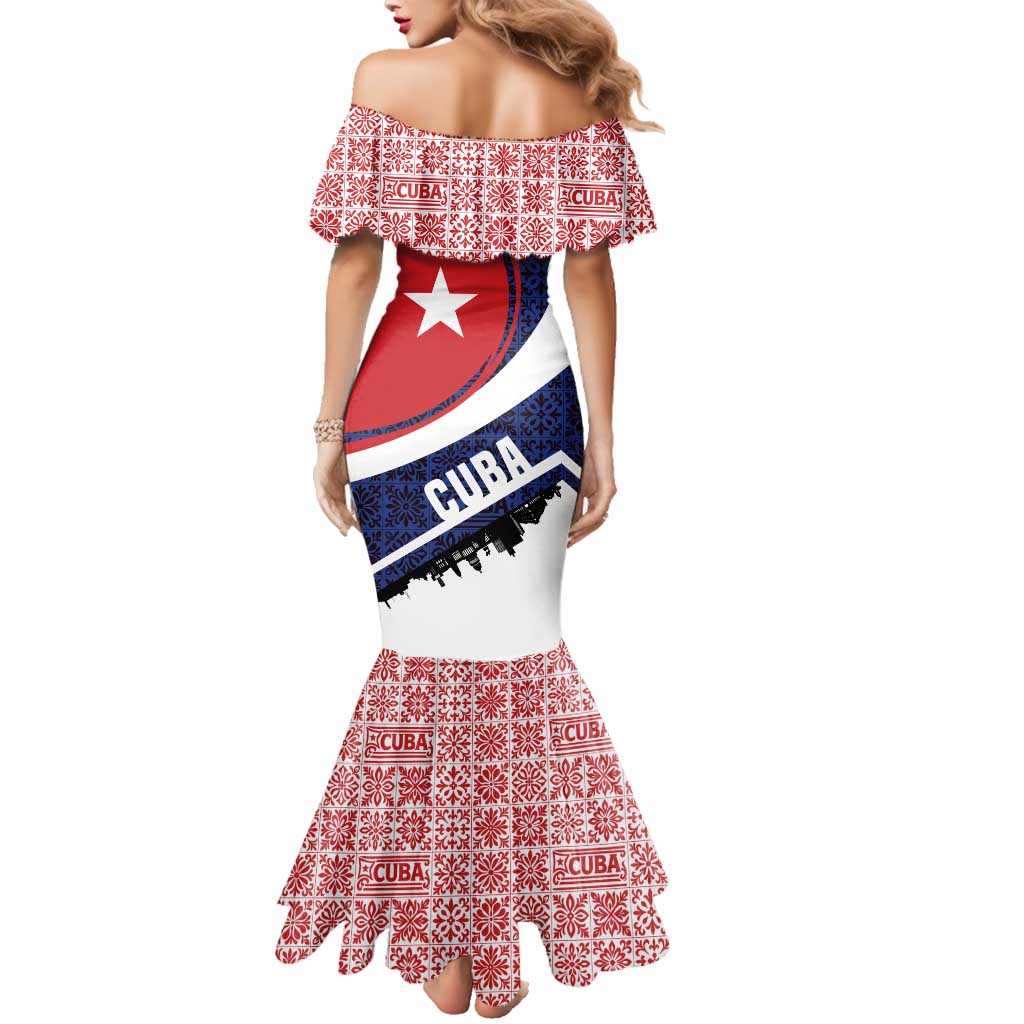 Cuba Flag Family Matching Mermaid Dress and Hawaiian Shirt Red White and Blue Design with Cuban Star and Havana City Skyline - Wonder Print Shop