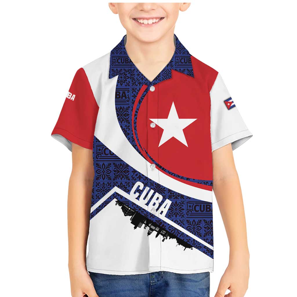 Cuba Flag Family Matching Mermaid Dress and Hawaiian Shirt Red White and Blue Design with Cuban Star and Havana City Skyline - Wonder Print Shop