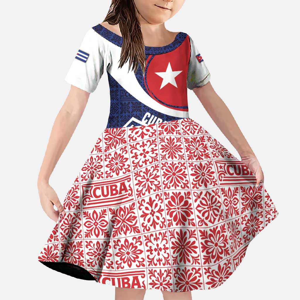 Cuba Flag Family Matching Off Shoulder Maxi Dress and Hawaiian Shirt Red White and Blue Design with Cuban Star and Havana City Skyline - Wonder Print Shop