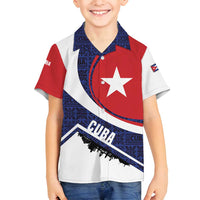 Cuba Flag Family Matching Off Shoulder Short Dress and Hawaiian Shirt Red White and Blue Design with Cuban Star and Havana City Skyline - Wonder Print Shop