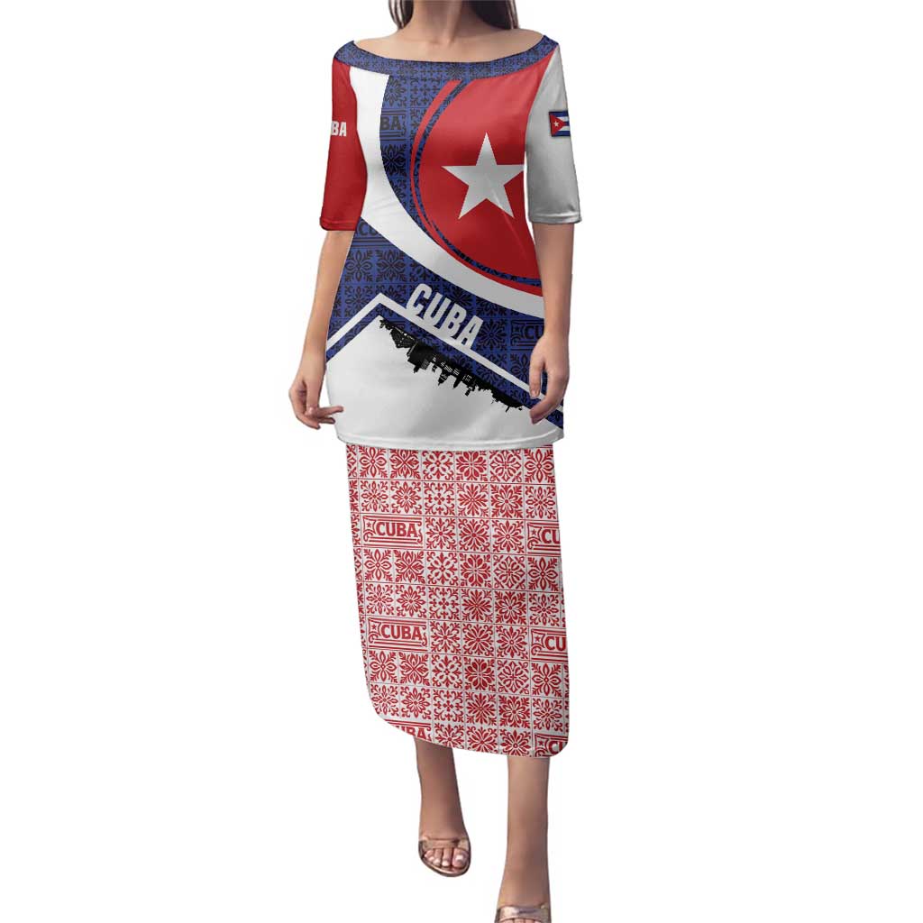 Cuba Flag Family Matching Puletasi and Hawaiian Shirt Red White and Blue Design with Cuban Star and Havana City Skyline - Wonder Print Shop
