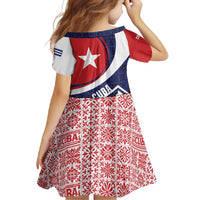Cuba Flag Family Matching Short Sleeve Bodycon Dress and Hawaiian Shirt Red White and Blue Design with Cuban Star and Havana City Skyline - Wonder Print Shop