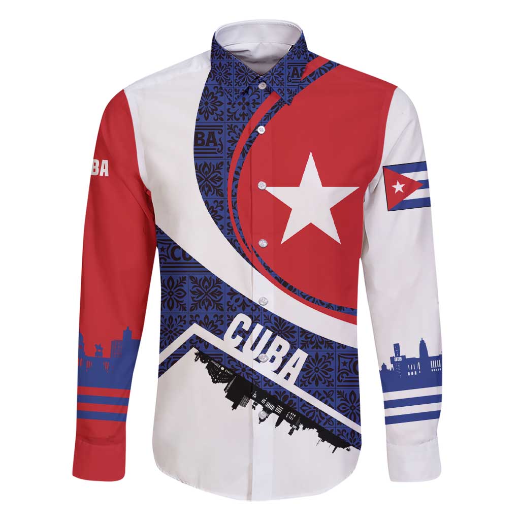 Cuba Flag Family Matching Short Sleeve Bodycon Dress and Hawaiian Shirt Red White and Blue Design with Cuban Star and Havana City Skyline - Wonder Print Shop