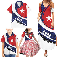 Cuba Flag Family Matching Summer Maxi Dress and Hawaiian Shirt Red White and Blue Design with Cuban Star and Havana City Skyline - Wonder Print Shop
