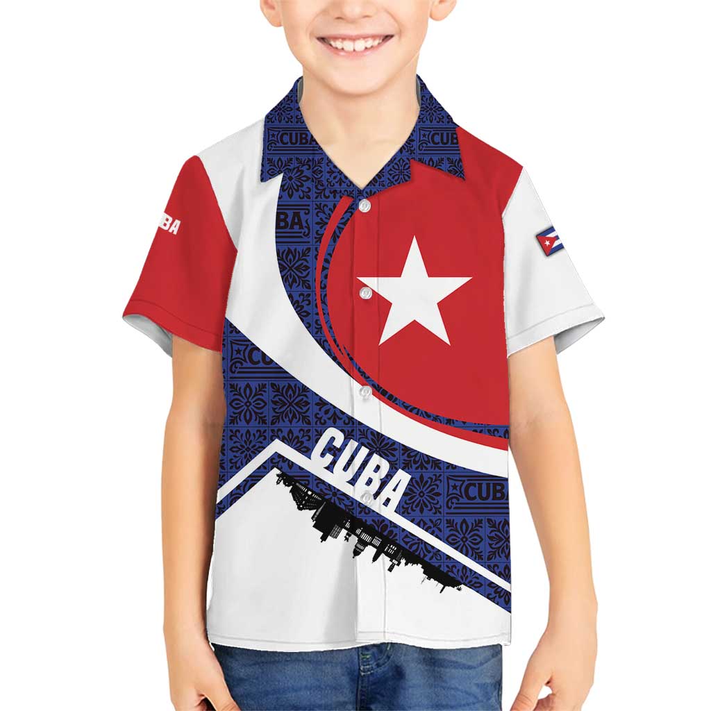 Cuba Flag Family Matching Summer Maxi Dress and Hawaiian Shirt Red White and Blue Design with Cuban Star and Havana City Skyline - Wonder Print Shop