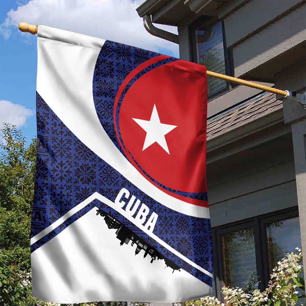 Cuba Flag Garden Flag Red White and Blue Design with Cuban Star and Havana City Skyline - Wonder Print Shop