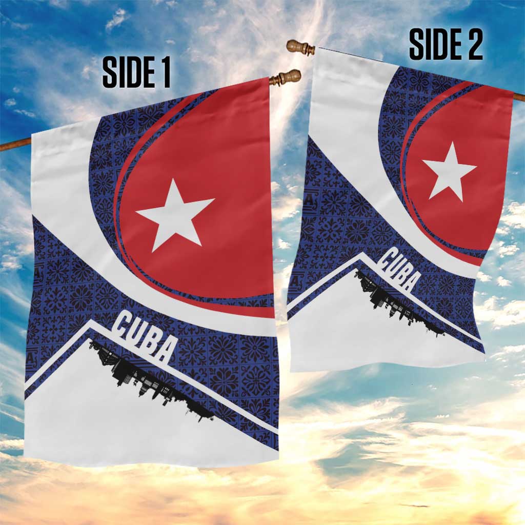 Cuba Flag Garden Flag Red White and Blue Design with Cuban Star and Havana City Skyline - Wonder Print Shop