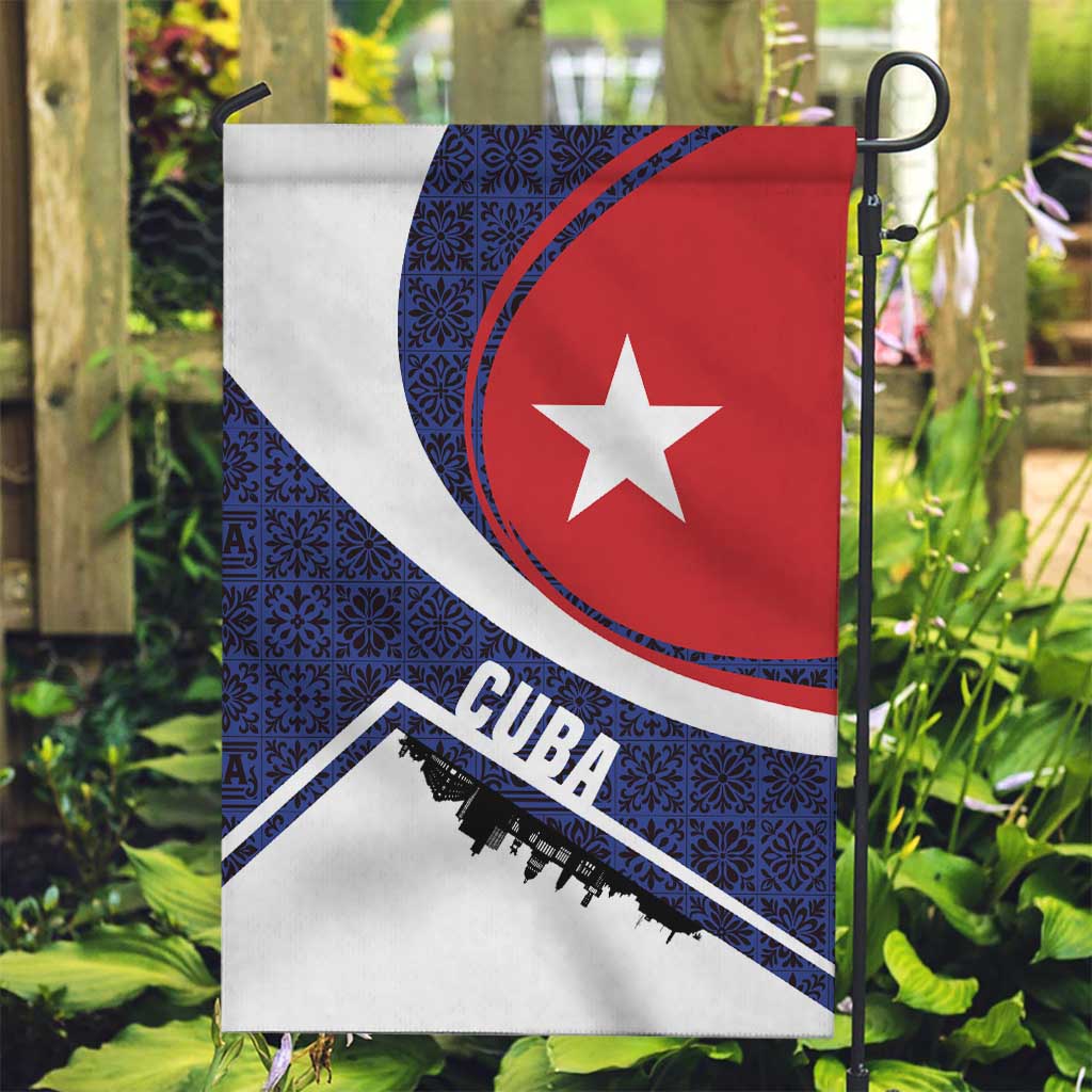 Cuba Flag Garden Flag Red White and Blue Design with Cuban Star and Havana City Skyline - Wonder Print Shop