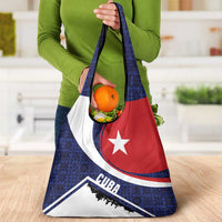 Cuba Flag Grocery Bag Red White and Blue Design with Cuban Star and Havana City Skyline - Wonder Print Shop
