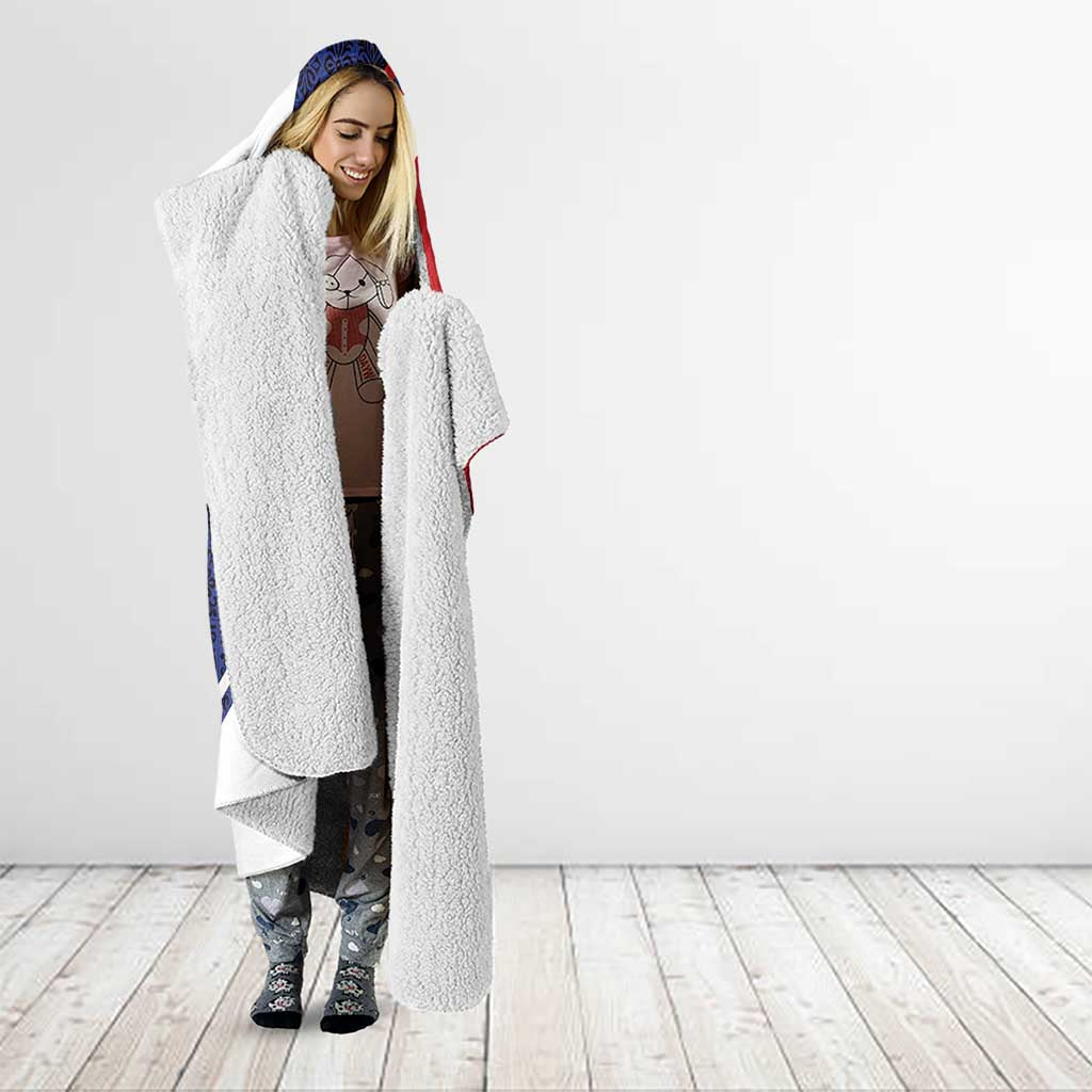 Cuba Flag Hooded Blanket Red White and Blue Design with Cuban Star and Havana City Skyline - Wonder Print Shop