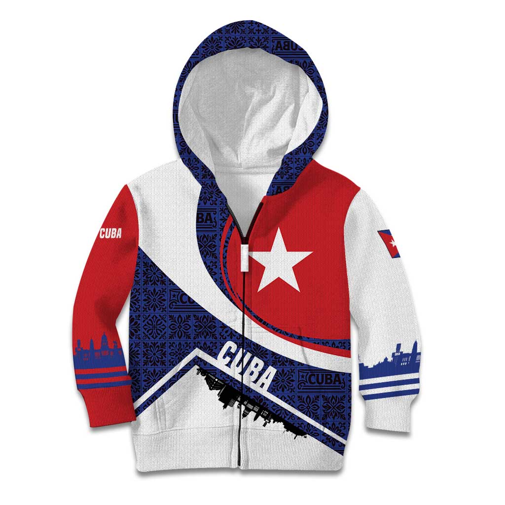Cuba Flag Kid Hoodie Red White and Blue Design with Cuban Star and Havana City Skyline - Wonder Print Shop
