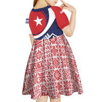 Cuba Flag Kid Short Sleeve Dress Red White and Blue Design with Cuban Star and Havana City Skyline - Wonder Print Shop