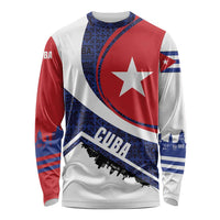 Cuba Flag Long Sleeve Shirt Red White and Blue Design with Cuban Star and Havana City Skyline - Wonder Print Shop