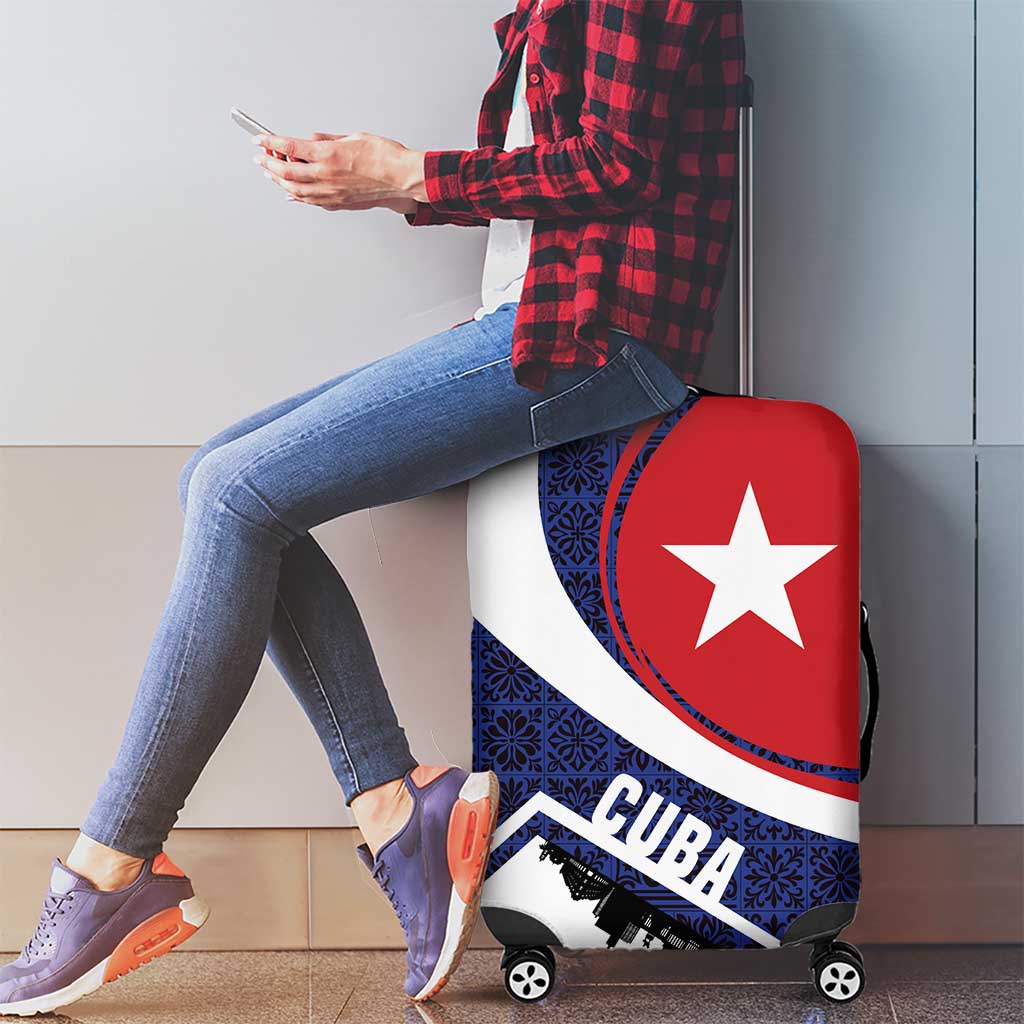 Cuba Flag Luggage Cover Red White and Blue Design with Cuban Star and Havana City Skyline - Wonder Print Shop