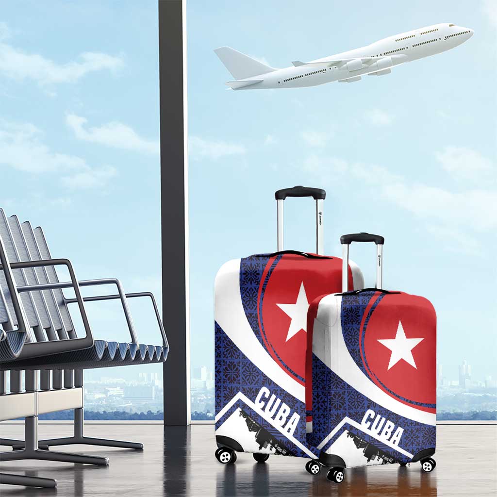 Cuba Flag Luggage Cover Red White and Blue Design with Cuban Star and Havana City Skyline - Wonder Print Shop