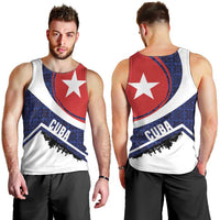 Cuba Flag Men Tank Top Red White and Blue Design with Cuban Star and Havana City Skyline - Wonder Print Shop