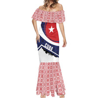 Cuba Flag Mermaid Dress Red White and Blue Design with Cuban Star and Havana City Skyline - Wonder Print Shop