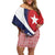 Cuba Flag Off Shoulder Short Dress Red White and Blue Design with Cuban Star and Havana City Skyline - Wonder Print Shop