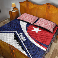 Cuba Flag Quilt Bed Set Red White and Blue Design with Cuban Star and Havana City Skyline - Wonder Print Shop