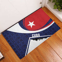 Cuba Flag Rubber Doormat Red White and Blue Design with Cuban Star and Havana City Skyline - Wonder Print Shop