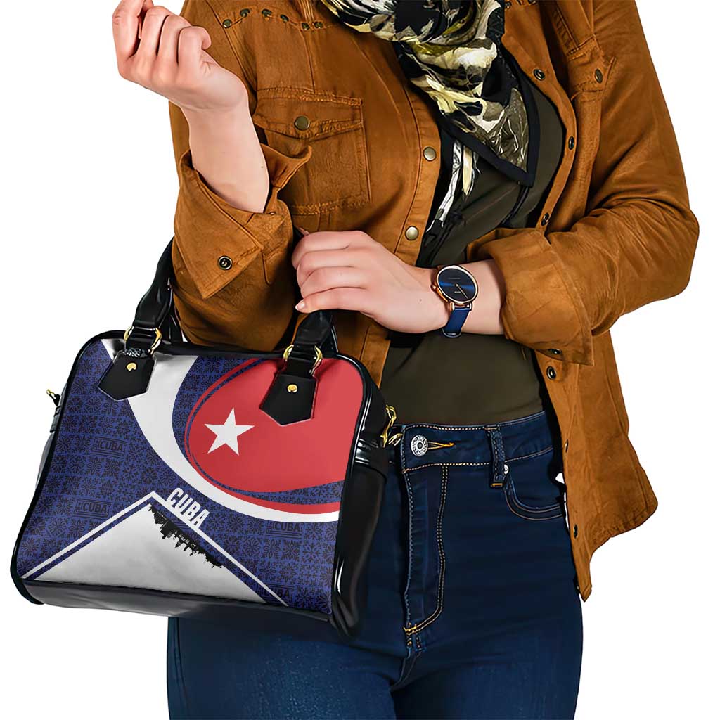Cuba Flag Shoulder Handbag Red White and Blue Design with Cuban Star and Havana City Skyline - Wonder Print Shop