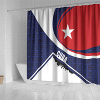 Cuba Flag Shower Curtain Red White and Blue Design with Cuban Star and Havana City Skyline - Wonder Print Shop