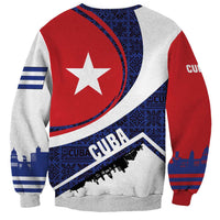 Cuba Flag Sweatshirt Red White and Blue Design with Cuban Star and Havana City Skyline - Wonder Print Shop