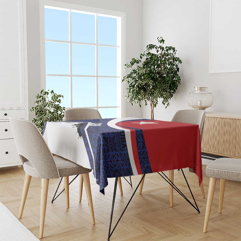 Cuba Flag Tablecloth Red White and Blue Design with Cuban Star and Havana City Skyline - Wonder Print Shop