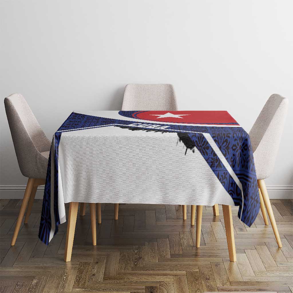 Cuba Flag Tablecloth Red White and Blue Design with Cuban Star and Havana City Skyline - Wonder Print Shop