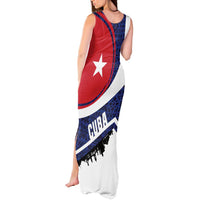 Cuba Flag Tank Maxi Dress Red White and Blue Design with Cuban Star and Havana City Skyline - Wonder Print Shop