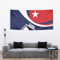 Cuba Flag Tapestry Red White and Blue Design with Cuban Star and Havana City Skyline - Wonder Print Shop