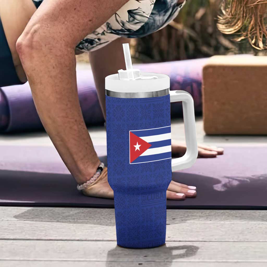 Cuba Flag Tumbler With Handle Red White and Blue Design with Cuban Star and Havana City Skyline - Wonder Print Shop