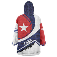 Cuba Flag Wearable Blanket Hoodie Red White and Blue Design with Cuban Star and Havana City Skyline - Wonder Print Shop