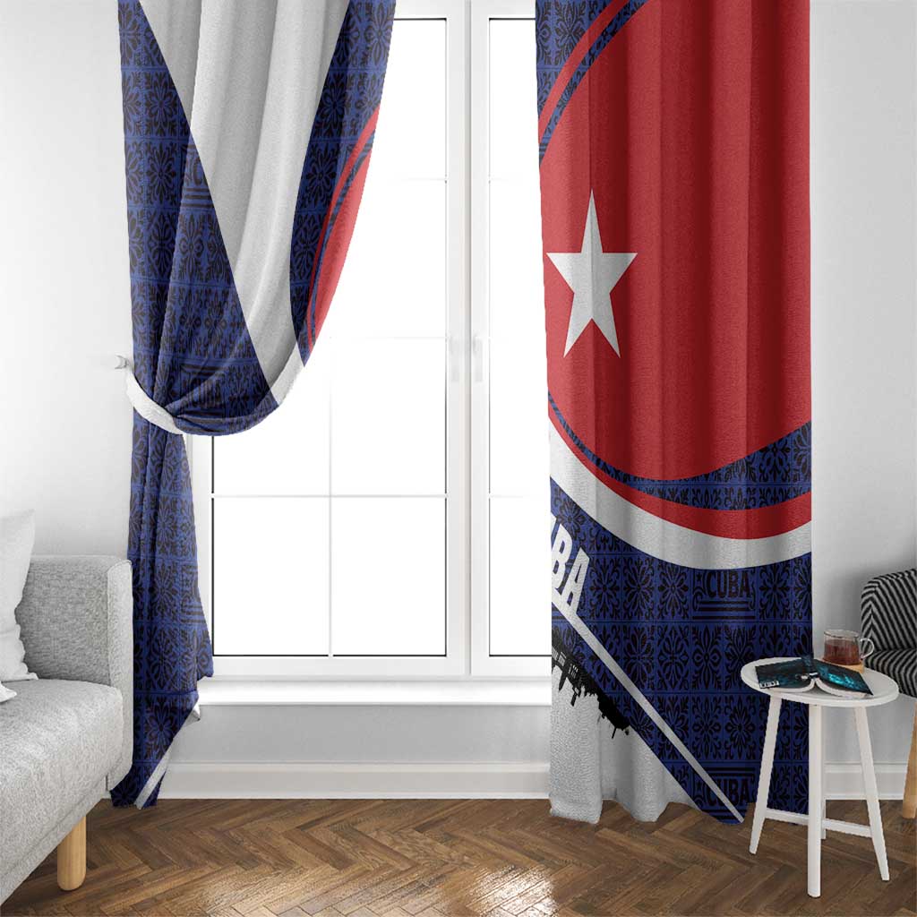 Cuba Flag Window Curtain Red White and Blue Design with Cuban Star and Havana City Skyline - Wonder Print Shop