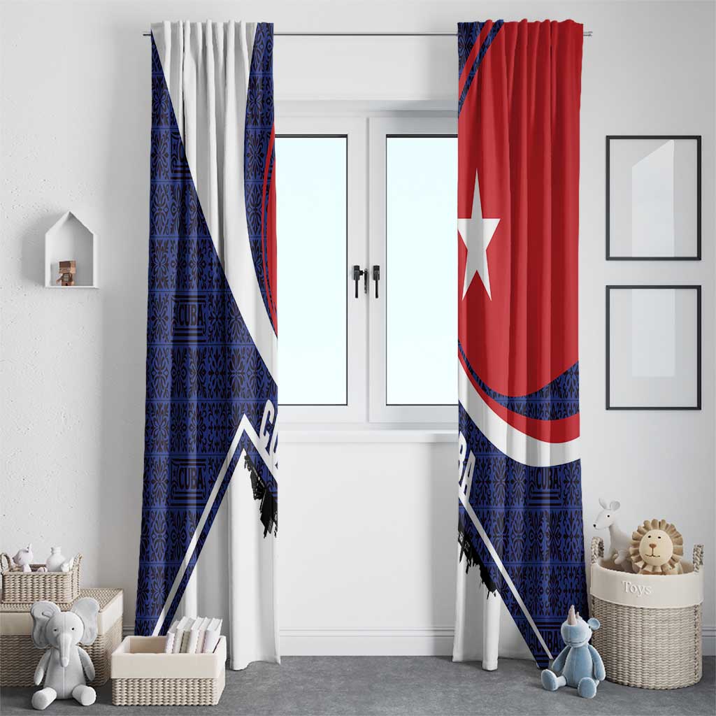 Cuba Flag Window Curtain Red White and Blue Design with Cuban Star and Havana City Skyline - Wonder Print Shop