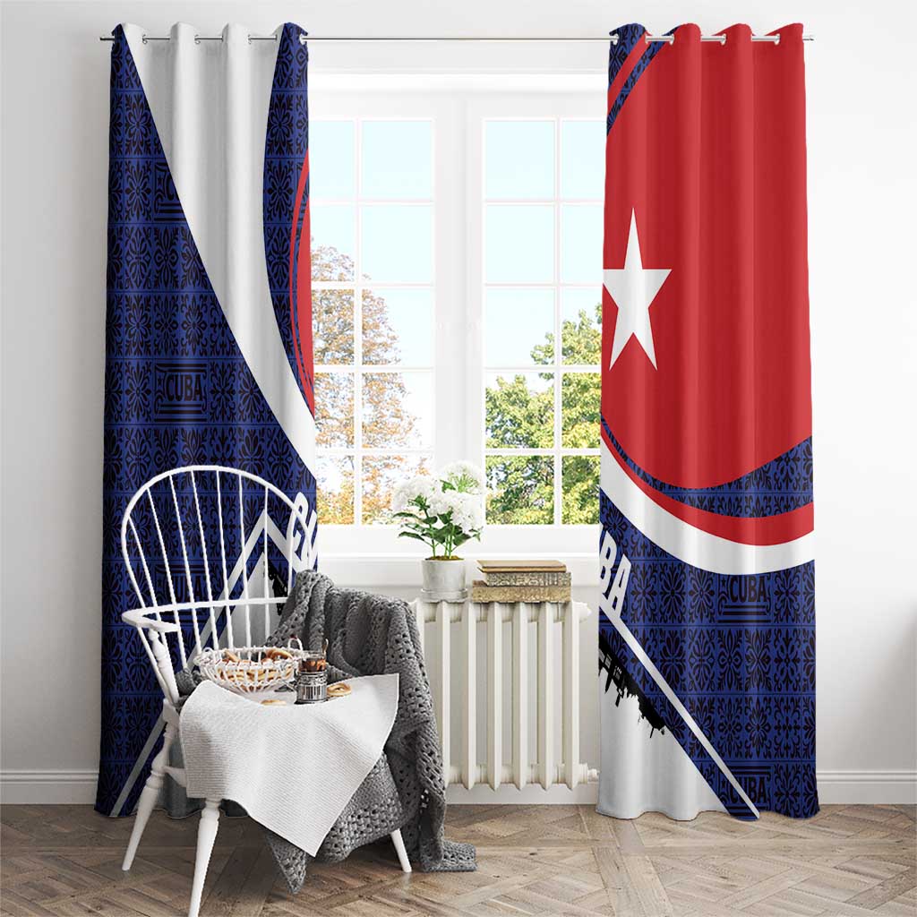 Cuba Flag Window Curtain Red White and Blue Design with Cuban Star and Havana City Skyline - Wonder Print Shop