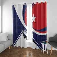 Cuba Flag Window Curtain Red White and Blue Design with Cuban Star and Havana City Skyline - Wonder Print Shop