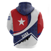 Cuba Flag Zip Hoodie Red White and Blue Design with Cuban Star and Havana City Skyline - Wonder Print Shop