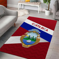 Costa Rica Flag Area Rug Red White Blue with National Coat of Arms and Shield Design - Wonder Print Shop