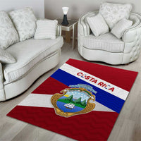 Costa Rica Flag Area Rug Red White Blue with National Coat of Arms and Shield Design - Wonder Print Shop