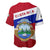 Costa Rica Flag Baseball Jersey Red White Blue with National Coat of Arms and Shield Design - Wonder Print Shop