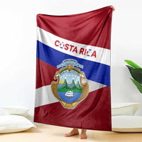 Costa Rica Flag Blanket Red White Blue with National Coat of Arms and Shield Design - Wonder Print Shop