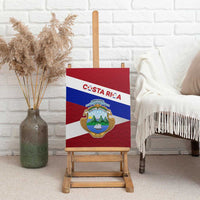 Costa Rica Flag Canvas Wall Art Red White Blue with National Coat of Arms and Shield Design - Wonder Print Shop