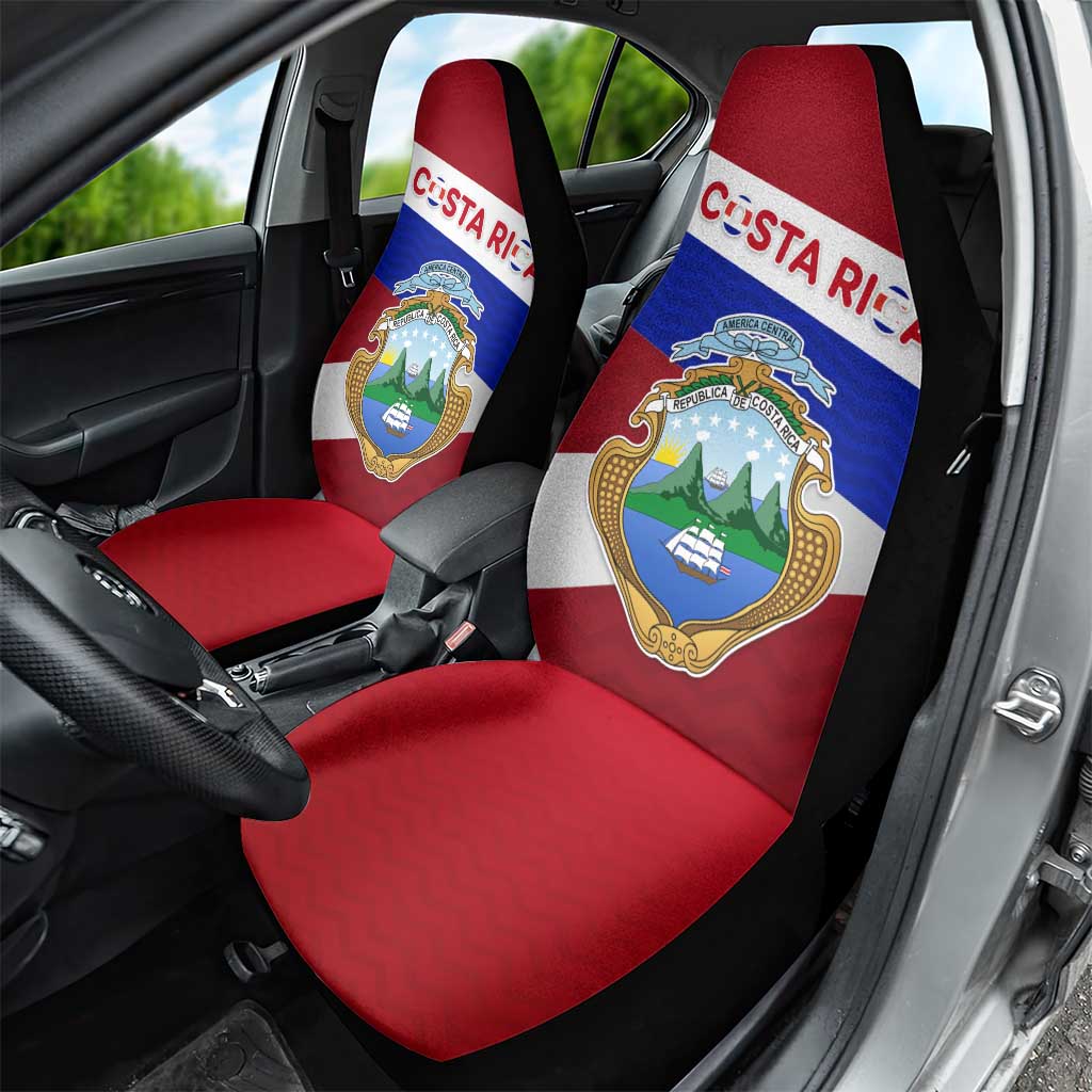 Costa Rica Flag Car Seat Cover Red White Blue with National Coat of Arms and Shield Design - Wonder Print Shop