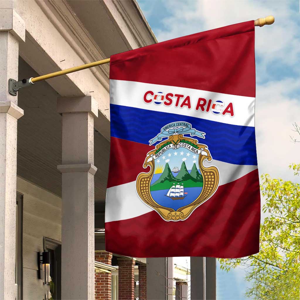 Costa Rica Flag Garden Flag Red White Blue with National Coat of Arms and Shield Design - Wonder Print Shop