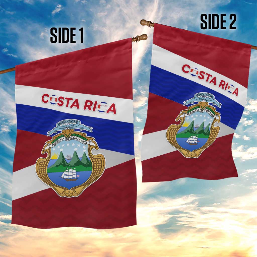 Costa Rica Flag Garden Flag Red White Blue with National Coat of Arms and Shield Design - Wonder Print Shop
