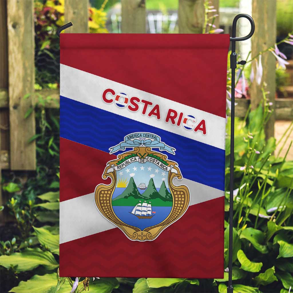 Costa Rica Flag Garden Flag Red White Blue with National Coat of Arms and Shield Design - Wonder Print Shop