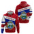 Costa Rica Flag Hoodie Red White Blue with National Coat of Arms and Shield Design - Wonder Print Shop
