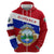 Costa Rica Flag Hoodie Red White Blue with National Coat of Arms and Shield Design - Wonder Print Shop