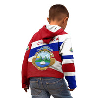 Costa Rica Flag Kid Hoodie Red White Blue with National Coat of Arms and Shield Design - Wonder Print Shop